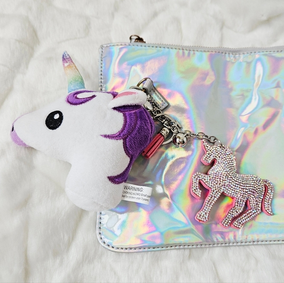 Iridescent Hologram Bag with Unicorn Charms - Picture 2 of 11
